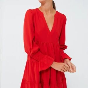 Pomander Place (Tuckernuck) red shift dress. Smocked sleeves. Worn 2x. Size: XS